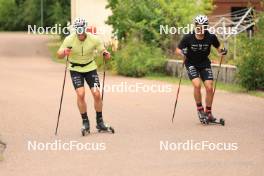 26.07.2023, Premanon, France (FRA): Lucas Chanavat (FRA), Renaud Jay (FRA), (l-r) - Cross-Country summer training, Premanon (FRA). www.nordicfocus.com. © Manzoni/NordicFocus. Every downloaded picture is fee-liable.