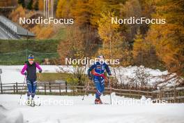 01.11.2023, Bessans, France (FRA): Flora Dolci (FRA), Juliette Ducordeau (FRA), (l-r) - Cross-Country training, Bessans (FRA). www.nordicfocus.com. © Authamayou/NordicFocus. Every downloaded picture is fee-liable.