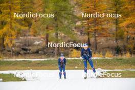 01.11.2023, Bessans, France (FRA): Mélissa Gal (FRA), Léna Quintin (FRA), (l-r) - Cross-Country training, Bessans (FRA). www.nordicfocus.com. © Authamayou/NordicFocus. Every downloaded picture is fee-liable.
