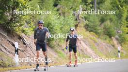 29.09.2023, Oberhof, Germany (GER): Jonas Baumann (SUI), Cyril Faehndrich (SUI), (l-r) - Cross-Country training, Oberhof (GER). www.nordicfocus.com. © Reichert/NordicFocus. Every downloaded picture is fee-liable.