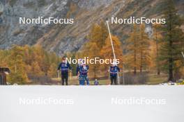 01.11.2023, Bessans, France (FRA): Théo Schely (FRA), Clément Parisse (FRA), Renaud Jay (FRA), (l-r) - Cross-Country training, Bessans (FRA). www.nordicfocus.com. © Authamayou/NordicFocus. Every downloaded picture is fee-liable.