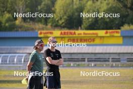 27.09.2023, Oberhof, Germany (GER): Francois Faivre (FRA), Erik Braten (NOR), (l-r) - Cross-Country training, Oberhof (GER). www.nordicfocus.com. © Reichert/NordicFocus. Every downloaded picture is fee-liable.
