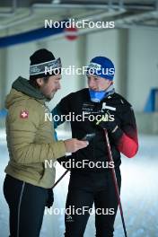27.09.2023, Oberhof, Germany (GER): Francois Faivre (FRA), Janik Riebli (SUI), (l-r) - Cross-Country training, Oberhof (GER). www.nordicfocus.com. © Reichert/NordicFocus. Every downloaded picture is fee-liable.