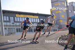 27.09.2023, Oberhof, Germany (GER): Ilan Pittier (SUI), Pierrick Cottier (SUI), Antonin Savary (SUI), (l-r) - Cross-Country training, Oberhof (GER). www.nordicfocus.com. © Reichert/NordicFocus. Every downloaded picture is fee-liable.