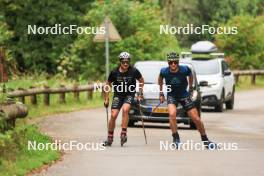 26.07.2023, Premanon, France (FRA): Renaud Jay (FRA), Clement Parisse (FRA), (l-r) - Cross-Country summer training, Premanon (FRA). www.nordicfocus.com. © Manzoni/NordicFocus. Every downloaded picture is fee-liable.
