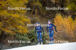 01.11.2023, Bessans, France (FRA): Léna Quintin (FRA), Mélissa Gal (FRA), (l-r) - Cross-Country training, Bessans (FRA). www.nordicfocus.com. © Authamayou/NordicFocus. Every downloaded picture is fee-liable.