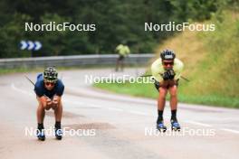 26.07.2023, Premanon, France (FRA): Clement Parisse (FRA), Maurice Manificat (FRA), (l-r) - Cross-Country summer training, Premanon (FRA). www.nordicfocus.com. © Manzoni/NordicFocus. Every downloaded picture is fee-liable.