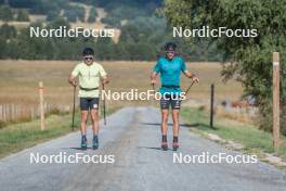 13.09.2023, Font-Romeu, France (FRA): Jules Lapierre (FRA), Hugo Lapalus (FRA), (l-r) - Cross-Country training, Font-Romeu (FRA). www.nordicfocus.com. © Authamayou/NordicFocus. Every downloaded picture is fee-liable.