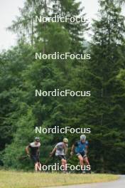 24.06.2023, Ruhpolding, Germany (GER): Anian Sossau (GER), Lucas Boegl (GER), Jakob Walther (GER), (l-r) - Cross-Country summer training, Ruhpolding (GER). www.nordicfocus.com. © Reiter/NordicFocus. Every downloaded picture is fee-liable.