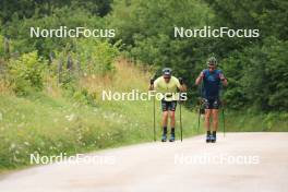26.07.2023, Premanon, France (FRA): Maurice Manificat (FRA), Clement Parisse (FRA), (l-r) - Cross-Country summer training, Premanon (FRA). www.nordicfocus.com. © Manzoni/NordicFocus. Every downloaded picture is fee-liable.