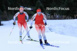 01.11.2023, Davos, Switzerland (SUI): Anja Weber (SUI), Nadine Faehndrich (SUI), (l-r) - Cross-Country preseason training, Davos (SUI). www.nordicfocus.com. © Manzoni/NordicFocus. Every downloaded picture is fee-liable.