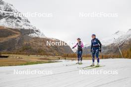 01.11.2023, Bessans, France (FRA): Flora Dolci (FRA), Léna Quintin (FRA), (l-r) - Cross-Country training, Bessans (FRA). www.nordicfocus.com. © Authamayou/NordicFocus. Every downloaded picture is fee-liable.