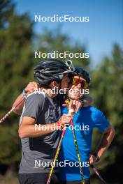 16.09.2023, Font-Romeu, France (FRA): Hugo Lapalus (FRA), Jules Lapierre (FRA), (l-r) - Cross-Country training, Font-Romeu (FRA). www.nordicfocus.com. © Authamayou/NordicFocus. Every downloaded picture is fee-liable.