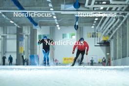 28.09.2023, Oberhof, Germany (GER): Antonin Savary (SUI), Avelino Naepflin (SUI), (l-r) - Cross-Country training, Oberhof (GER). www.nordicfocus.com. © Reichert/NordicFocus. Every downloaded picture is fee-liable.