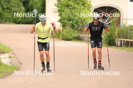 26.07.2023, Premanon, France (FRA): Lucas Chanavat (FRA), Renaud Jay (FRA), (l-r) - Cross-Country summer training, Premanon (FRA). www.nordicfocus.com. © Manzoni/NordicFocus. Every downloaded picture is fee-liable.