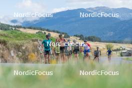 13.09.2023, Font-Romeu, France (FRA): Hugo Lapalus (FRA), Clément Parisse (FRA), Théo Schely (FRA), (l-r) - Cross-Country training, Font-Romeu (FRA). www.nordicfocus.com. © Authamayou/NordicFocus. Every downloaded picture is fee-liable.