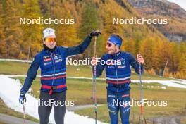 01.11.2023, Bessans, France (FRA): Jules Chappaz (FRA), Julien Arnaud (FRA), (l-r) - Cross-Country training, Bessans (FRA). www.nordicfocus.com. © Authamayou/NordicFocus. Every downloaded picture is fee-liable.