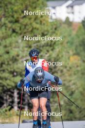 23.09.2023, Font-Romeu, France (FRA): Richard Jouve (FRA), Jules Chappaz (FRA), (l-r) - Cross-Country training, Font-Romeu (FRA). www.nordicfocus.com. © Authamayou/NordicFocus. Every downloaded picture is fee-liable.