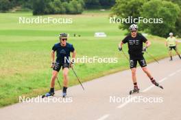26.07.2023, Premanon, France (FRA): Clement Parisse (FRA), Renaud Jay (FRA), (l-r) - Cross-Country summer training, Premanon (FRA). www.nordicfocus.com. © Manzoni/NordicFocus. Every downloaded picture is fee-liable.