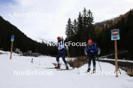 01.11.2023, Davos, Switzerland (SUI): Dajan Danuser (SUI), Janik Riebli (SUI), (l-r) - Cross-Country preseason training, Davos (SUI). www.nordicfocus.com. © Manzoni/NordicFocus. Every downloaded picture is fee-liable.