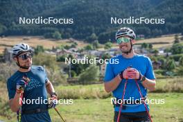 13.09.2023, Font-Romeu, France (FRA): Renaud Jay (FRA), Lucas Chanavat (FRA), (l-r) - Cross-Country training, Font-Romeu (FRA). www.nordicfocus.com. © Authamayou/NordicFocus. Every downloaded picture is fee-liable.