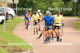 26.07.2023, Premanon, France (FRA): Theo Schely (FRA), Maurice Manificat (FRA), Hugo Lapalus (FRA), Clement Parisse (FRA), Jules Lapierre (FRA), (l-r) - Cross-Country summer training, Premanon (FRA). www.nordicfocus.com. © Manzoni/NordicFocus. Every downloaded picture is fee-liable.