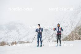 04.11.2023, Bessans, France (FRA): Jules Lapierre (FRA), Jules Chappaz (FRA), (l-r) - Cross-Country training, Bessans (FRA). www.nordicfocus.com. © Authamayou/NordicFocus. Every downloaded picture is fee-liable.