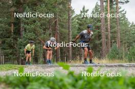 13.09.2023, Font-Romeu, France (FRA): Jules Lapierre (FRA), Théo Schely (FRA), Richard Jouve (FRA), (l-r) - Cross-Country training, Font-Romeu (FRA). www.nordicfocus.com. © Authamayou/NordicFocus. Every downloaded picture is fee-liable.