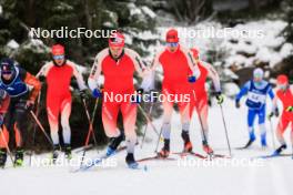 06.11.2023, Davos, Switzerland (SUI): Candide Pralong (SUI), Valerio Grond (SUI), Beda Klee (SUI), Jonas Baumann (SUI), (l-r) - Cross-Country preseason training, Davos (SUI). www.nordicfocus.com. © Manzoni/NordicFocus. Every downloaded picture is fee-liable.