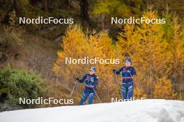 01.11.2023, Bessans, France (FRA): Léna Quintin (FRA), Mélissa Gal (FRA), (l-r) - Cross-Country training, Bessans (FRA). www.nordicfocus.com. © Authamayou/NordicFocus. Every downloaded picture is fee-liable.