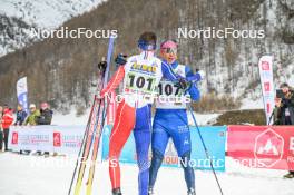 01.04.2023, Bessans, France (FRA): Maurice  Manificat (FRA), Gerard  Agnellet (FRA), (l-r)  - French Championships cross-country, mass, Bessans (FRA). www.nordicfocus.com. © Authamayou/NordicFocus. Every downloaded picture is fee-liable.