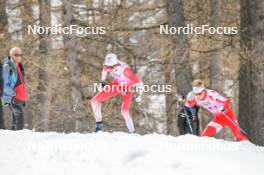 01.04.2023, Bessans, France (FRA): Charly  Deuffic (FRA), Mathieu  Blanc (FRA), (l-r)  - French Championships cross-country, mass, Bessans (FRA). www.nordicfocus.com. © Authamayou/NordicFocus. Every downloaded picture is fee-liable.