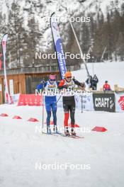01.04.2023, Bessans, France (FRA): Simon  Chappaz (FRA), Benoit  Chauvet (FRA), (l-r)  - French Championships cross-country, mass, Bessans (FRA). www.nordicfocus.com. © Authamayou/NordicFocus. Every downloaded picture is fee-liable.