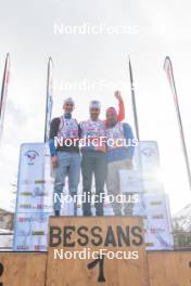 01.04.2023, Bessans, France (FRA): Simon  Vuillet (FRA), Maurice  Manificat (FRA), Gerard  Agnellet (FRA), (l-r)  - French Championships cross-country, mass, Bessans (FRA). www.nordicfocus.com. © Authamayou/NordicFocus. Every downloaded picture is fee-liable.