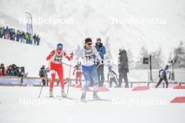 01.04.2023, Bessans, France (FRA): Daphne  Patois (FRA), Lee Lou  Cartier Michaud (FRA), (l-r)  - French Championships cross-country, mass, Bessans (FRA). www.nordicfocus.com. © Authamayou/NordicFocus. Every downloaded picture is fee-liable.