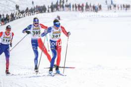 01.04.2023, Bessans, France (FRA): Maurice  Manificat (FRA), Remi  Bourdin (FRA), (l-r)  - French Championships cross-country, mass, Bessans (FRA). www.nordicfocus.com. © Authamayou/NordicFocus. Every downloaded picture is fee-liable.