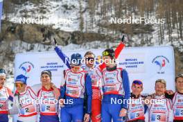 02.04.2023, Bessans, France (FRA): Quentin Lespine (FRA), Maurice Manificat (FRA), Lino Deloche (FRA), (l-r)  - French Championships cross-country, relay, Bessans (FRA). www.nordicfocus.com. © Authamayou/NordicFocus. Every downloaded picture is fee-liable.