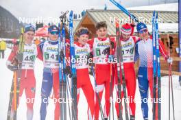 31.03.2023, Bessans, France (FRA): Felix  Caillot (Fra), Ivan  Essonnier (Fra), Mathieu  Blanc (Fra), Hugo  Serot (Fra), (l-r)  - French Championships cross-country, sprint, Bessans (FRA). www.nordicfocus.com. © Authamayou/NordicFocus. Every downloaded picture is fee-liable.