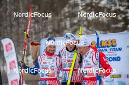 31.03.2023, Bessans, France (FRA): Renaud  Jay (Fra), Lucas  Chanavat (Fra), Julien  Arnaud (Fra), (l-r)  - French Championships cross-country, sprint, Bessans (FRA). www.nordicfocus.com. © Authamayou/NordicFocus. Every downloaded picture is fee-liable.