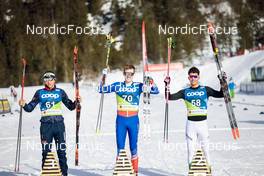 22.02.2023, Planica, Slovenia (SLO): Spartak Voskanyan (ARM), Albert Jonsson (ISL), Manex Silva (BRA), (l-r) - FIS nordic world ski championships cross-country, 10km men, Planica (SLO). www.nordicfocus.com. © Modica/NordicFocus. Every downloaded picture is fee-liable.