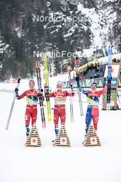 23.02.2023, Planica, Slovenia (SLO): Paal Golberg (NOR), Johannes Hoesflot Klaebo (NOR), Jules Chappaz (FRA), (l-r)  - FIS nordic world ski championships cross-country, individual sprint, Planica (SLO). www.nordicfocus.com. © Modica/NordicFocus. Every downloaded picture is fee-liable.