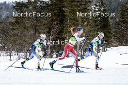 23.02.2023, Planica, Slovenia (SLO): Maja Dahlqvist (SWE), Nadine Faehndrich (SUI), Jonna Sundling (SWE), (l-r)  - FIS nordic world ski championships cross-country, individual sprint, Planica (SLO). www.nordicfocus.com. © Modica/NordicFocus. Every downloaded picture is fee-liable.