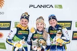 23.02.2023, Planica, Slovenia (SLO): Emma Ribom (SWE), Jonna Sundling (SWE), Maja Dahlqvist (SWE), (l-r) - FIS nordic world ski championships cross-country, individual sprint, Planica (SLO). www.nordicfocus.com. © Modica/NordicFocus. Every downloaded picture is fee-liable.