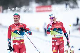 23.02.2023, Planica, Slovenia (SLO): Paal Golberg (NOR), Johannes Hoesflot Klaebo (NOR), (l-r)  - FIS nordic world ski championships cross-country, individual sprint, Planica (SLO). www.nordicfocus.com. © Modica/NordicFocus. Every downloaded picture is fee-liable.