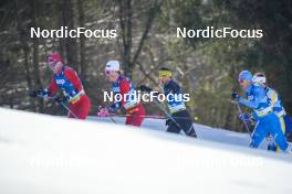 05.03.2023, Planica, Slovenia (SLO): Paal Golberg (NOR), Johannes Hoesflot Klaebo (NOR), Ireneu Esteve Altimiras (AND), Federico Pellegrino (ITA), (l-r)  - FIS nordic world ski championships cross-country, mass men, Planica (SLO). www.nordicfocus.com. © Thibaut/NordicFocus. Every downloaded picture is fee-liable.