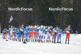 05.03.2023, Planica, Slovenia (SLO): Scott Patterson (USA), Federico Pellegrino (ITA), Emil Iversen (NOR), Johannes Hoesflot Klaebo (NOR), Calle Halfvarsson (SWE), Jens Burman (SWE), Clement Parisse (FRA), Martin Loewstroem Nyenget (NOR), (l-r)  - FIS nordic world ski championships cross-country, mass men, Planica (SLO). www.nordicfocus.com. © Thiabut/NordicFocus. Every downloaded picture is fee-liable.