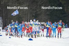 05.03.2023, Planica, Slovenia (SLO): Scott Patterson (USA), Federico Pellegrino (ITA), Emil Iversen (NOR), Johannes Hoesflot Klaebo (NOR), Calle Halfvarsson (SWE), Clement Parisse (FRA), Francesco De Fabiani (ITA), Martin Loewstroem Nyenget (NOR), (l-r)  - FIS nordic world ski championships cross-country, mass men, Planica (SLO). www.nordicfocus.com. © Thiabut/NordicFocus. Every downloaded picture is fee-liable.
