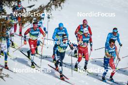 05.03.2023, Planica, Slovenia (SLO): Emil Iversen (NOR), Dietmar Noeckler (ITA), Scott Patterson (USA), Didrik Toenseth (NOR), Johannes Hoesflot Klaebo (NOR), Francesco De Fabiani (ITA), (l-r)  - FIS nordic world ski championships cross-country, mass men, Planica (SLO). www.nordicfocus.com. © Modica/NordicFocus. Every downloaded picture is fee-liable.