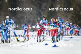 05.03.2023, Planica, Slovenia (SLO): Hugo Lapalus (FRA), Paal Golberg (NOR), Johannes Hoesflot Klaebo (NOR), Calle Halfvarsson (SWE), (l-r)  - FIS nordic world ski championships cross-country, mass men, Planica (SLO). www.nordicfocus.com. © Modica/NordicFocus. Every downloaded picture is fee-liable.