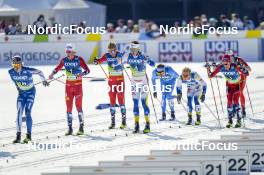 05.03.2023, Planica, Slovenia (SLO): Johannes Hoesflot Klaebo (NOR), Martin Loewstroem Nyenget (NOR), William Poromaa (SWE), (l-r)  - FIS nordic world ski championships cross-country, mass men, Planica (SLO). www.nordicfocus.com. © Thibaut/NordicFocus. Every downloaded picture is fee-liable.